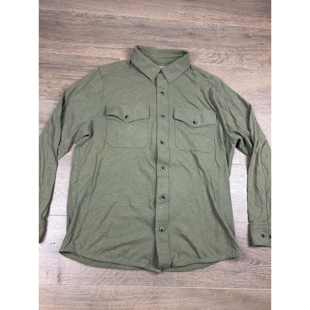 Duluth Trading Co Mens Medium Standard Fit Long Sleeve Button Down Shirt Green